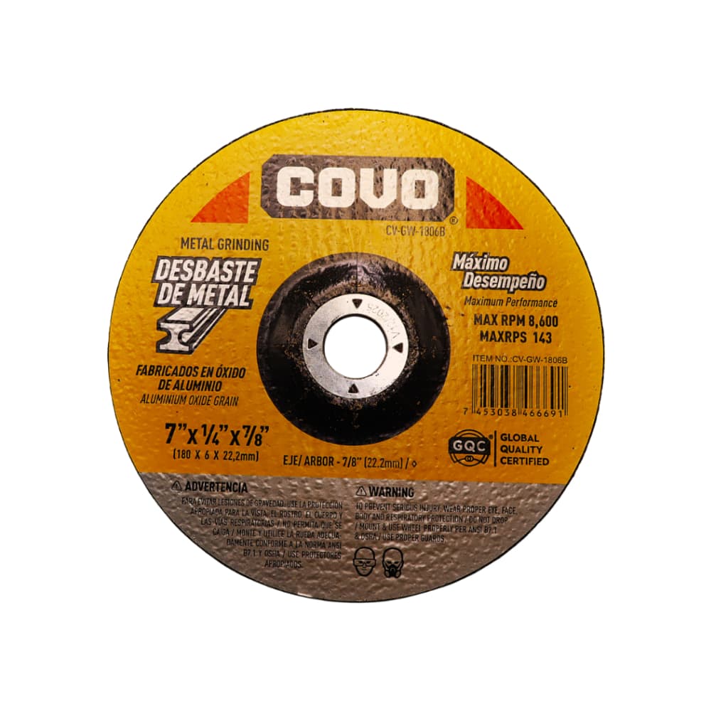 Disco de desbaste de metal 7" x 1/4" x 7/8" Covo CV-GW-1806B - Miniatura 3