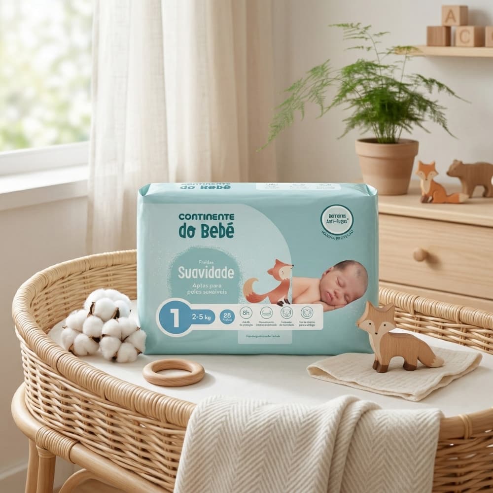 Pañales para bebés Tamaño 1, 2-5 kg, Continente do bebé (28 U) - Miniatura 4