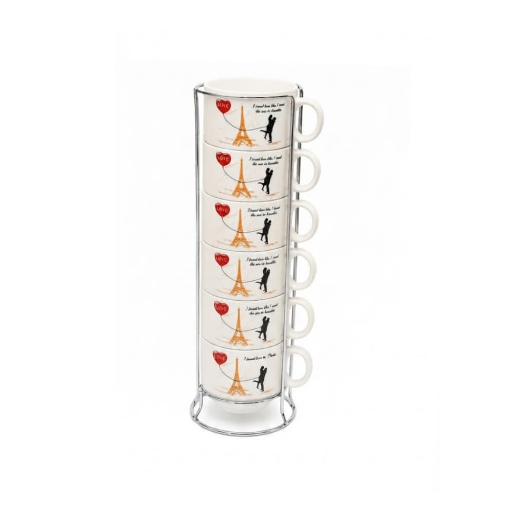 Set de 6 tazas de porcelana y soporte XL Soluciones - Miniatura 1