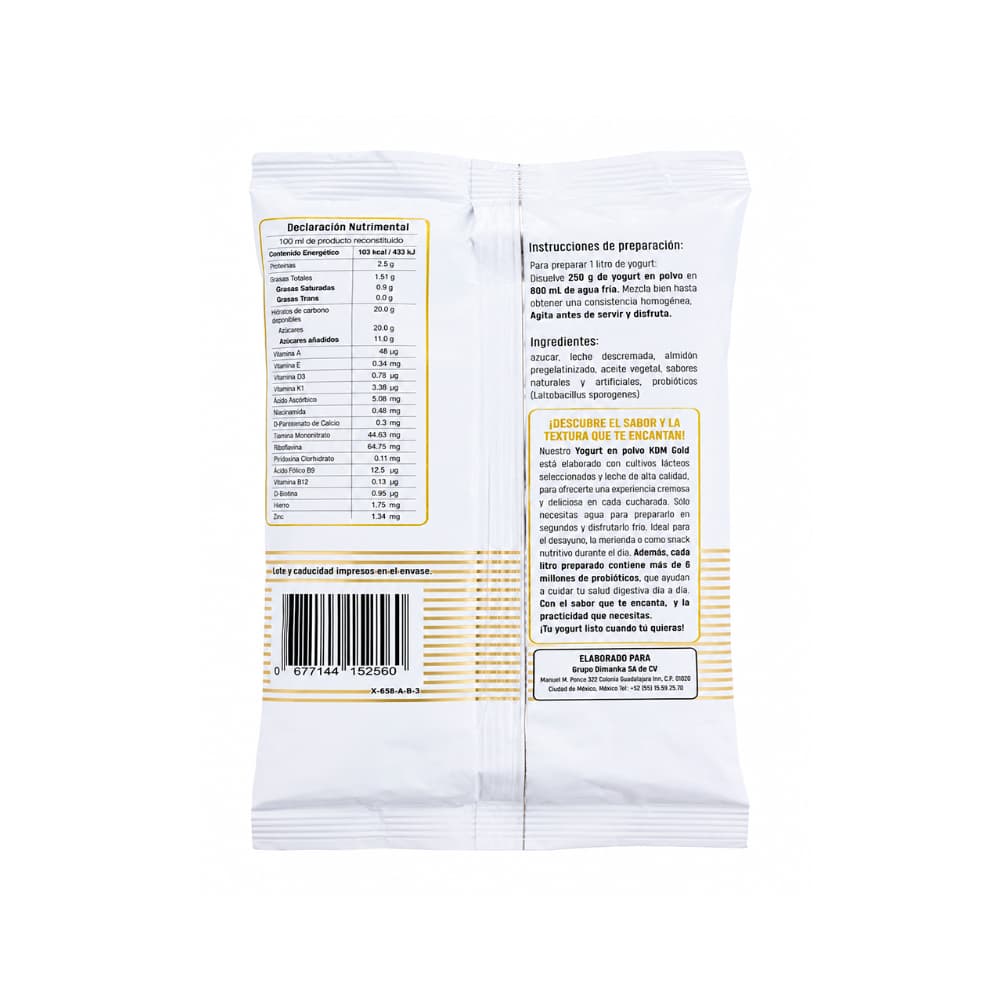 Yogurt en polvo para cucharear sabor piña KDM Gold (250 g / 8.8 oz) - Miniatura 2