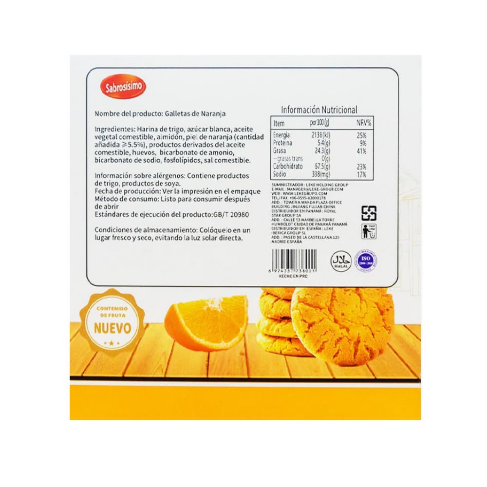 Galletas de mantequilla con sabor a naranja Sabrosísimo (100 g / 3.52 oz) - Miniatura 3