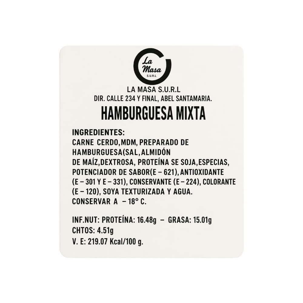 Hamburguesa mixta de cerdo y pollo La Masa (4 x 90 g / 3.17 oz) - Miniatura 3
