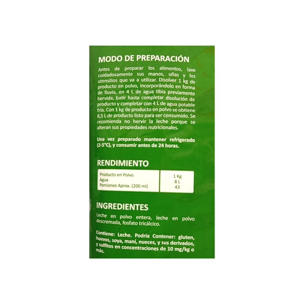 Leche semidescremada 18 % Macro Food (1 kg / 2.2 lb) - Miniatura 2