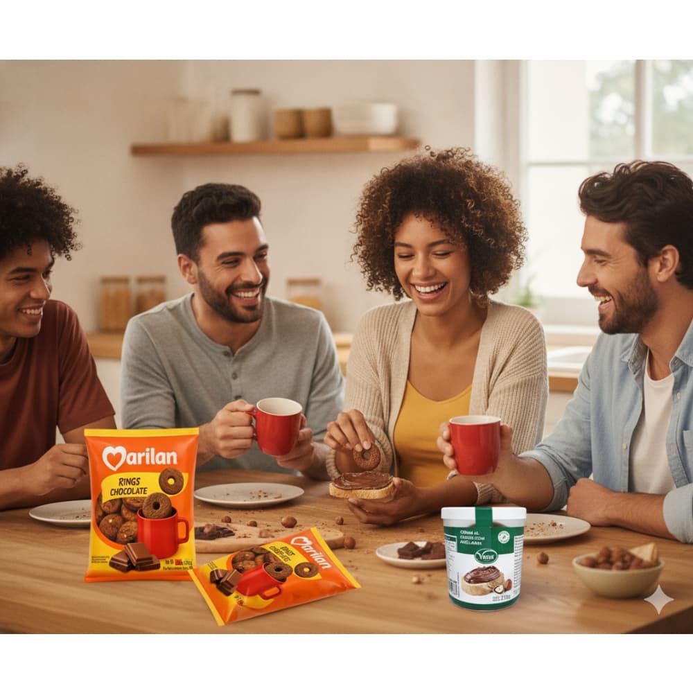 Crema de cacao con avellanas Vima Foods (210 g / 7.41 oz) + Galleta de chocolate con forma de rosquilla Rings Marilan (300 g / 10.58 oz) - Miniatura 4