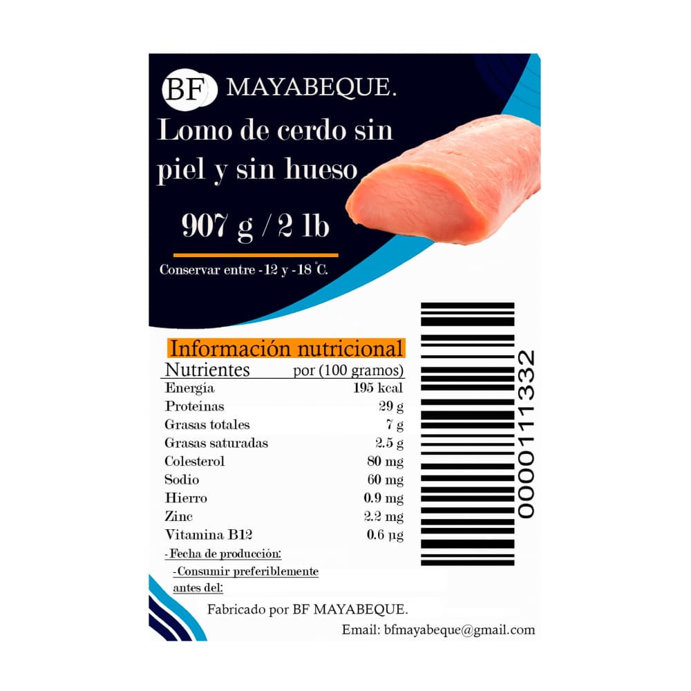 Lomo de cerdo sin piel y sin hueso BF Mayabeque (907 g / 2 lb) - Miniatura 2