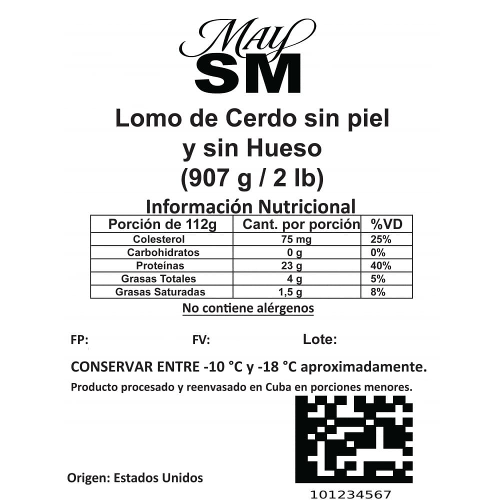 Lomo de cerdo sin hueso y sin piel May SM (907 g / 2 lb) - Miniatura 3