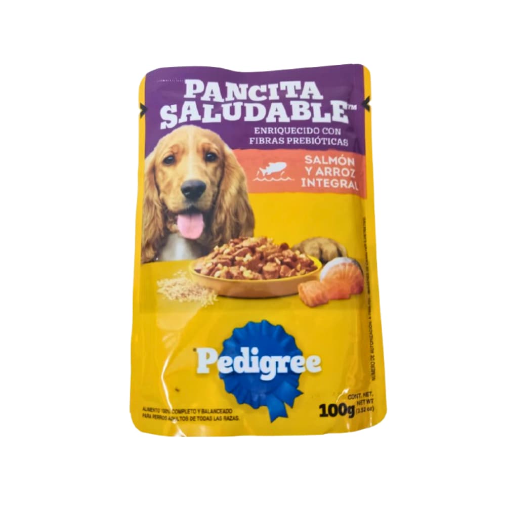 Alimento para perros adultos de todas las razas salmón y arroz integral Pancita Saludable Pedigree (100 g / 3.52 oz) - Imagen 1