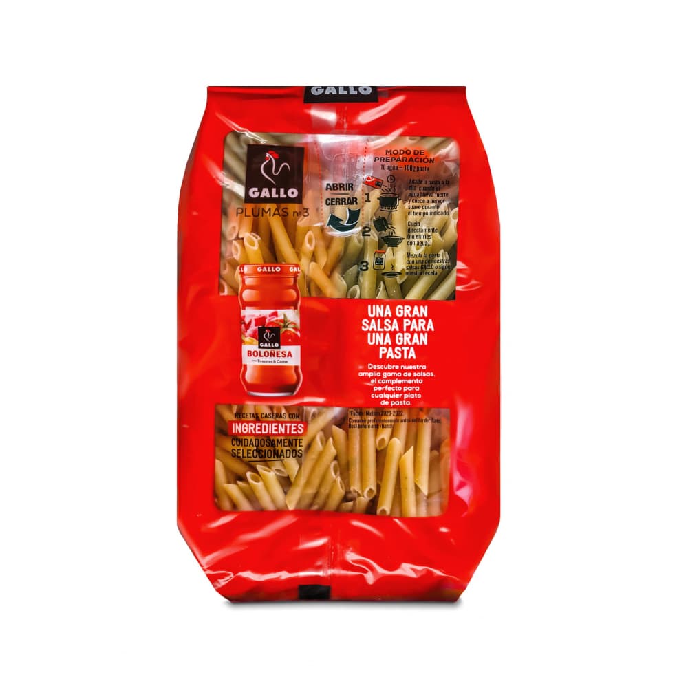Pasta macarrones plumas No. 3 Gallo (450 g / 15.87 oz) - Miniatura 4