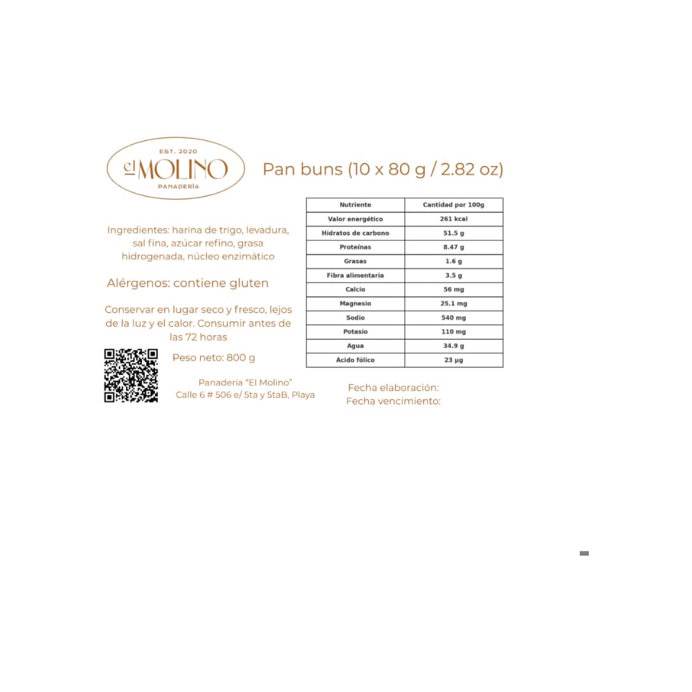 Pan buns El Molino ( 30 x 80 g / 2.82 oz ) - Miniatura 3