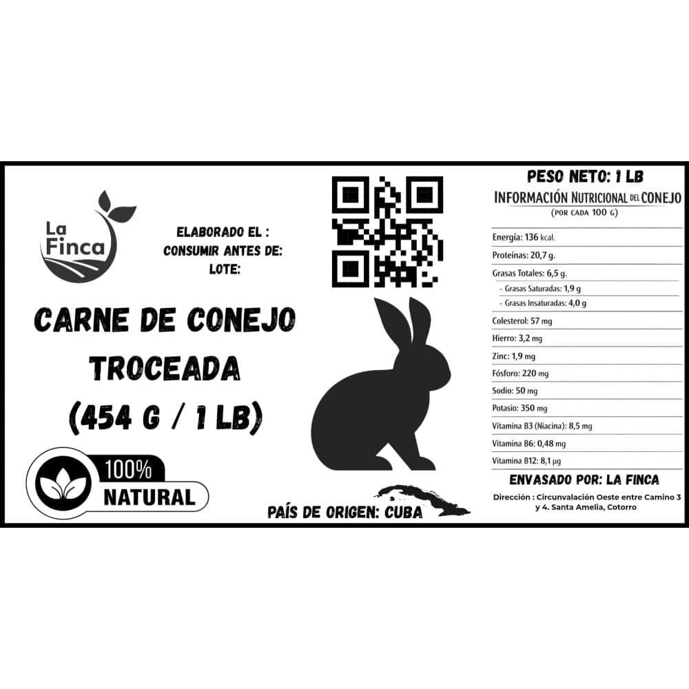 Carne de conejo troceada La Finca (454 g / 1 lb) - Miniatura 2