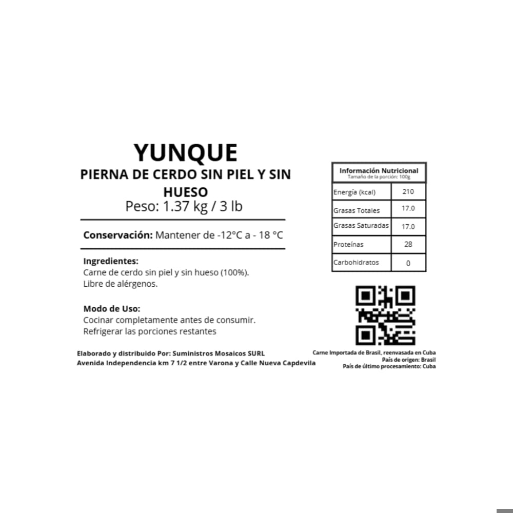 Pierna de cerdo sin piel y sin hueso Yunque (1.37 kg / 3 lb) - Miniatura 3