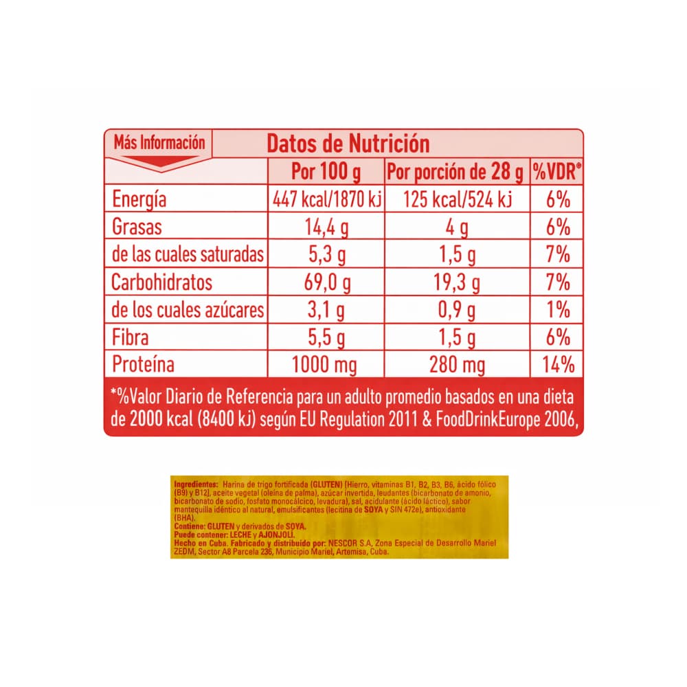 Galletas saladas con sabor a mantequilla Saltinas Nestle (252 g / 8.89 oz) - Miniatura 7