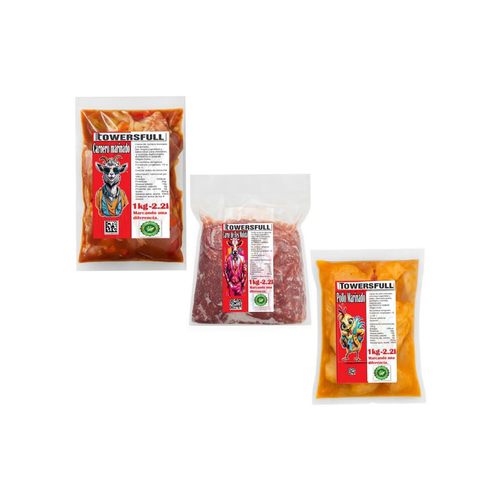 Carne de res molida + Carnero troceado marinado + Pollo Marinado - Imagen 1