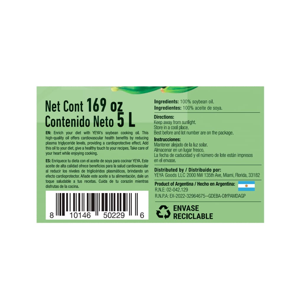 Aceite de soya YEYA (5 L) - Miniatura 3