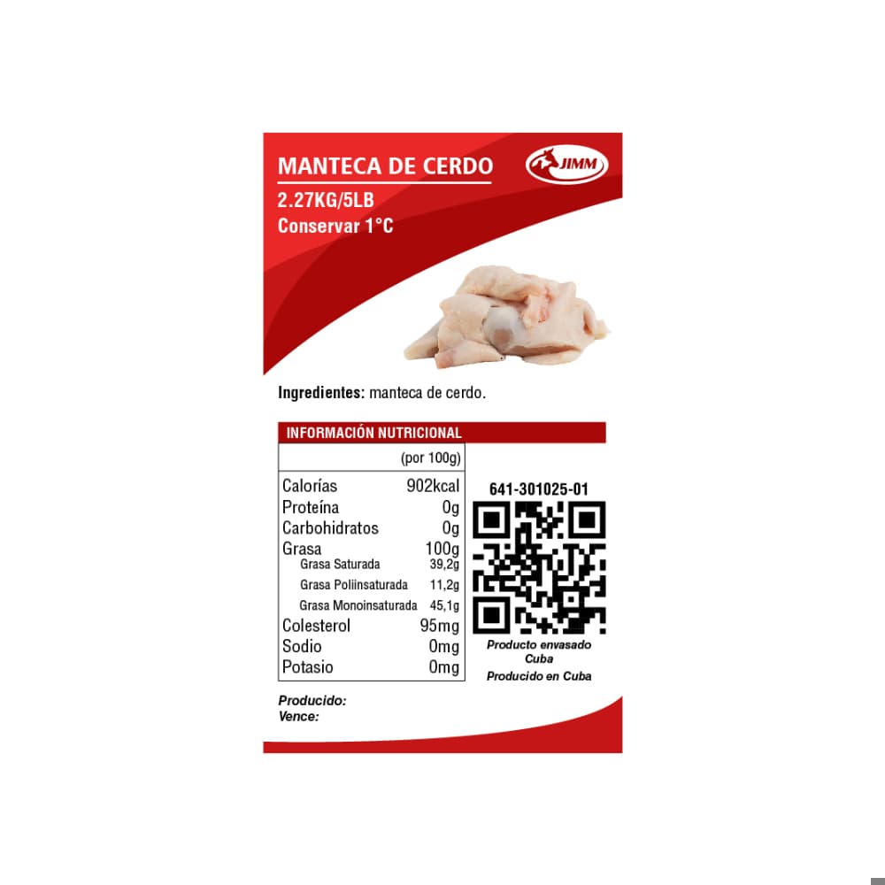 Manteca de cerdo Jimm (2.27 kg / 5 lb) - Miniatura 3