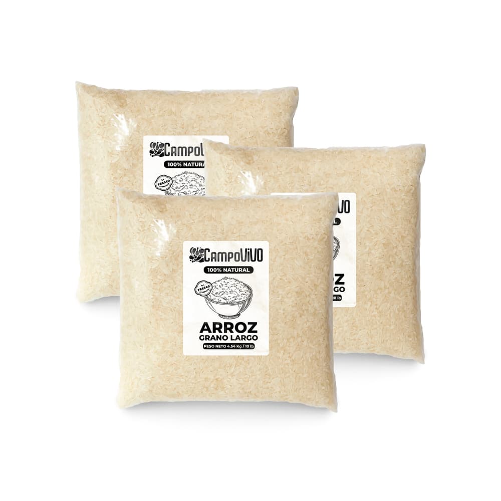 Arroz de grano largo Campo Vivo (3 x 4.54 kg / 10 lb) - Imagen 1