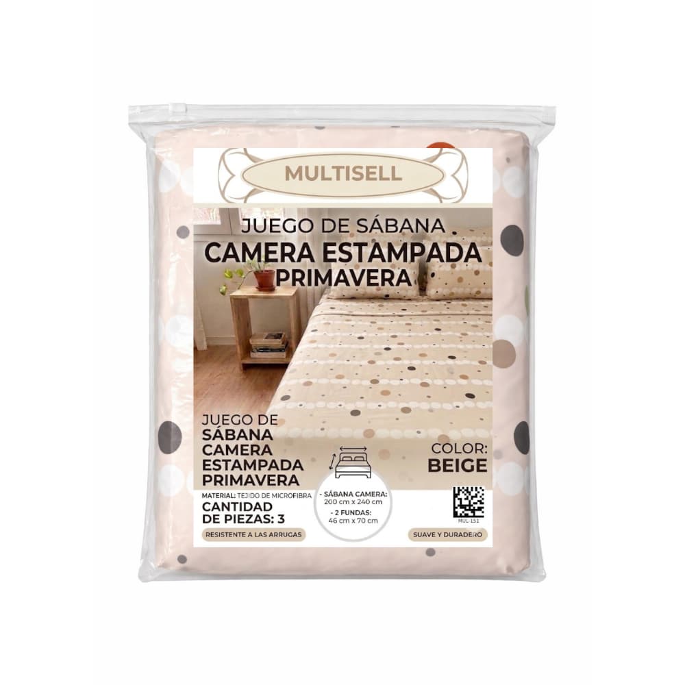 Juego de 3 piezas de sábanas estampadas primavera color beige Multisell - Miniatura 1