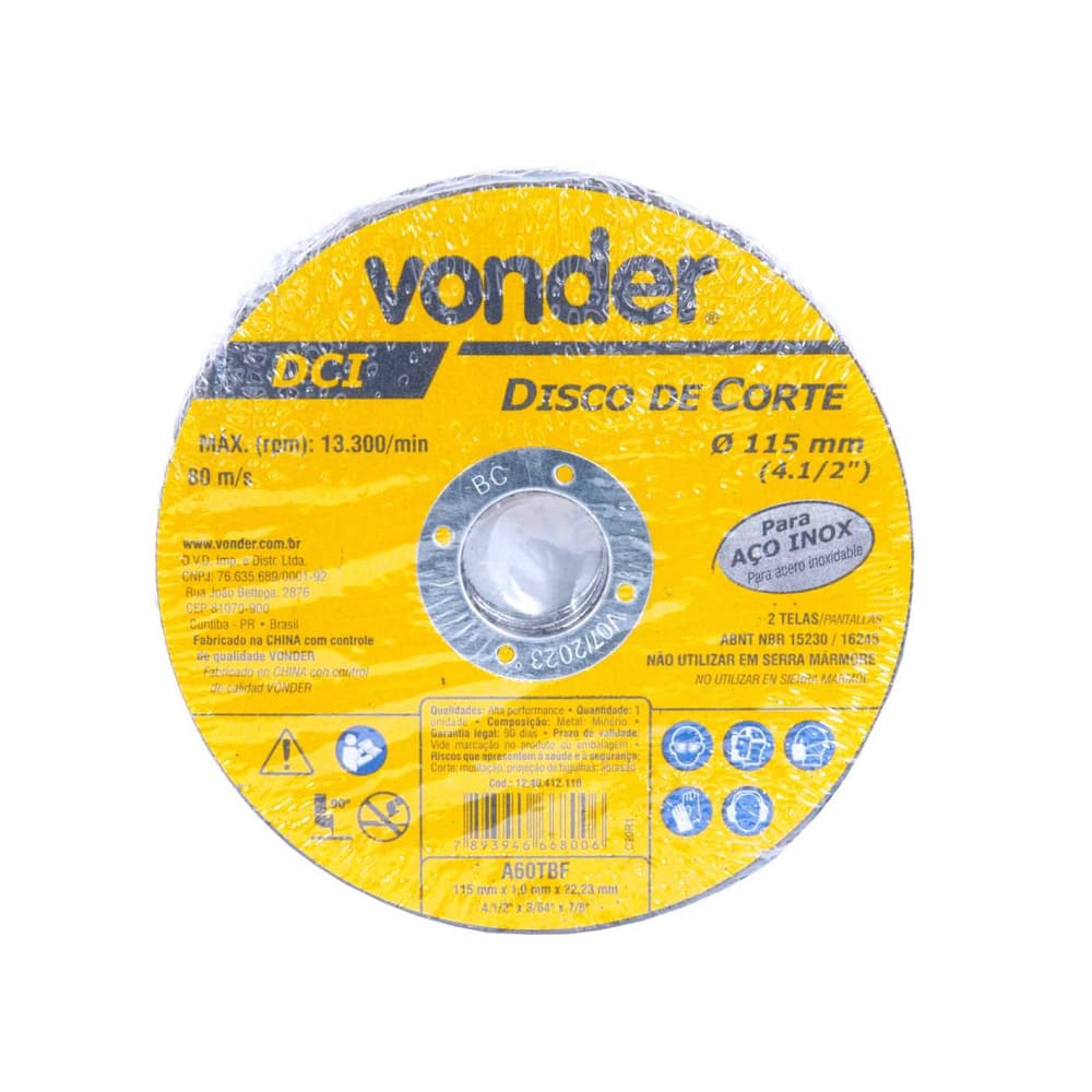 Disco de corte DCI INOX 115 mm Vonder - Miniatura 2