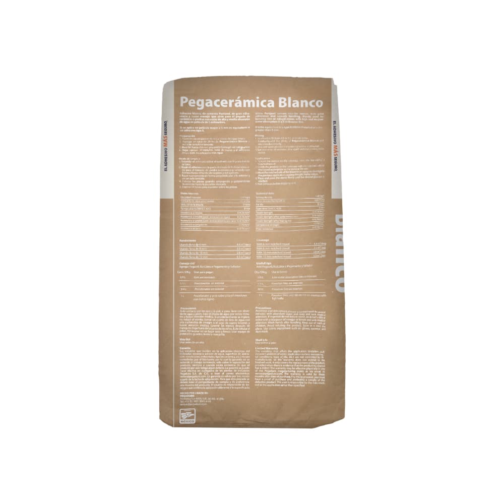 Cemento cola pegaceramica blanco Pegaduro (20 kg / 44 lb) - Miniatura 3