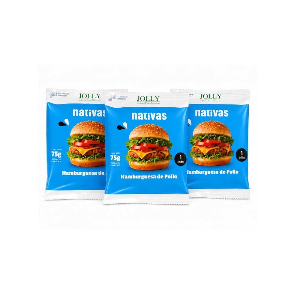 Hamburguesa de Pollo Nativas Jolly Surl ( 3 x 75 g / 2.6 oz) - Imagen 1
