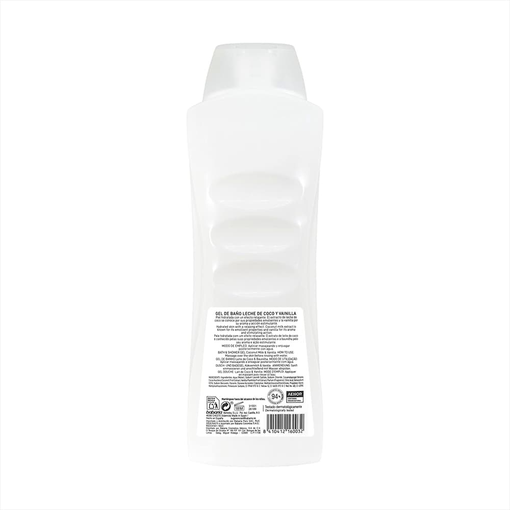 Gel de baño leche de coco y vainilla Babaria (1 L) - Miniatura 2