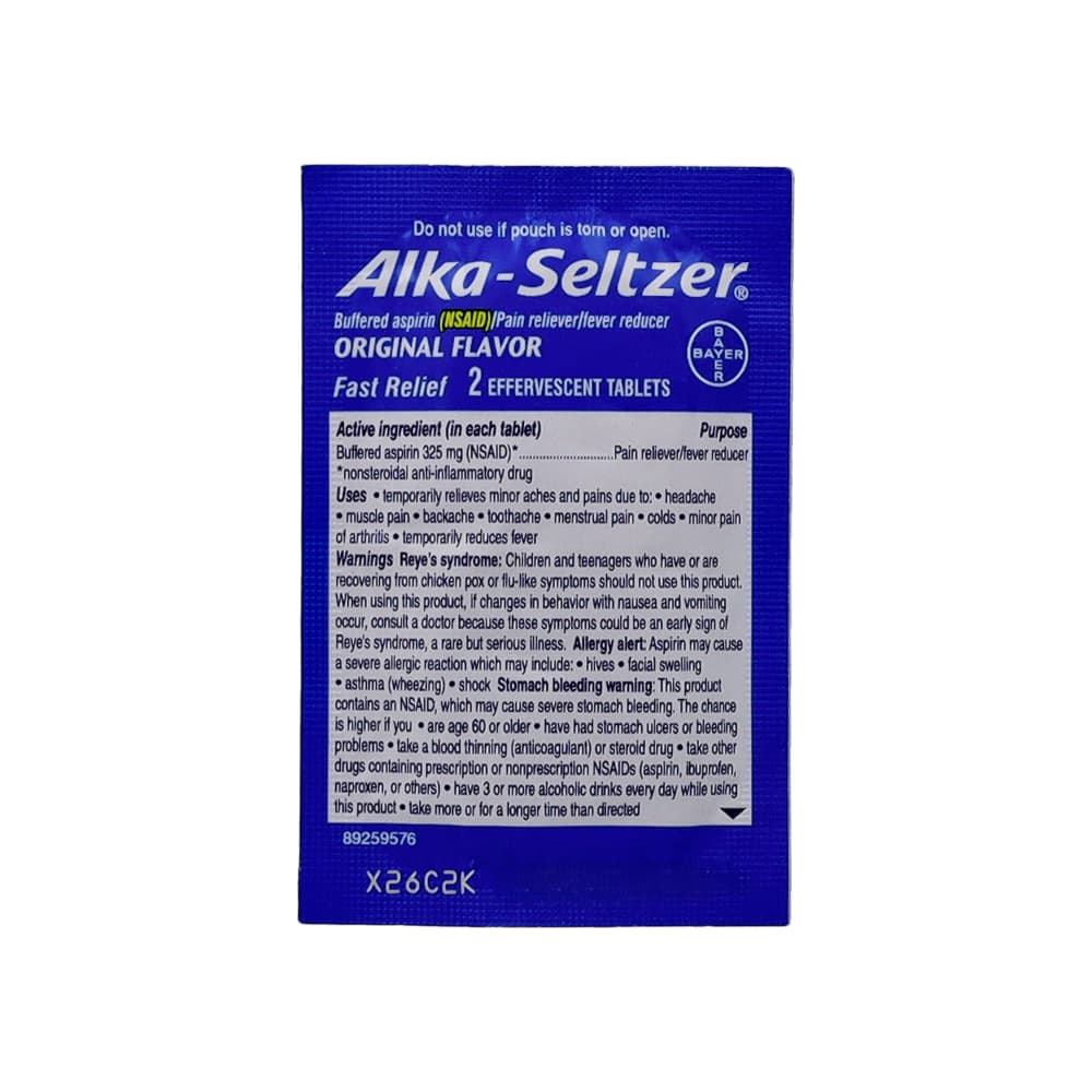 Tabletas efervescentes de aspirina y bicarbonato de sodio Alka-Seltzer (2 U) - Miniatura 1