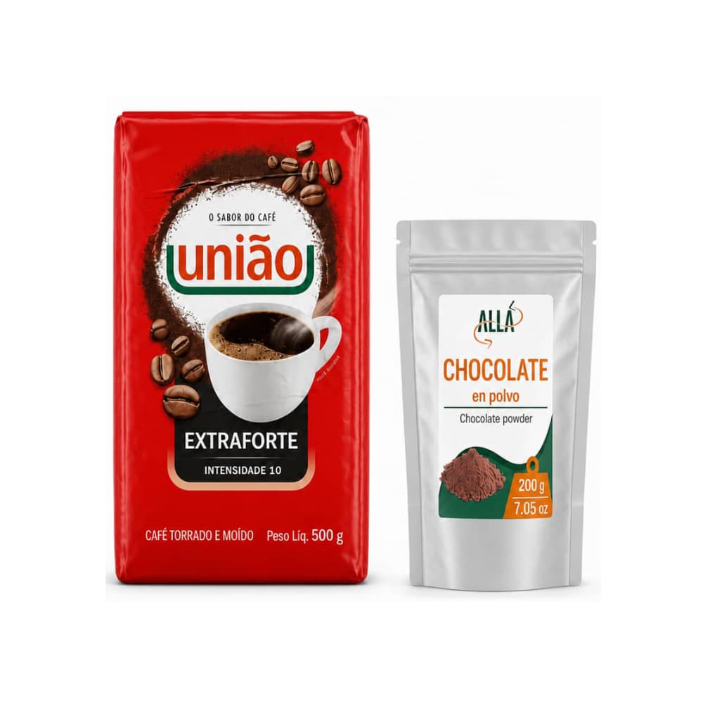 Café tostado y molido extra fuerte União + Chocolate en polvo - Imagen 1