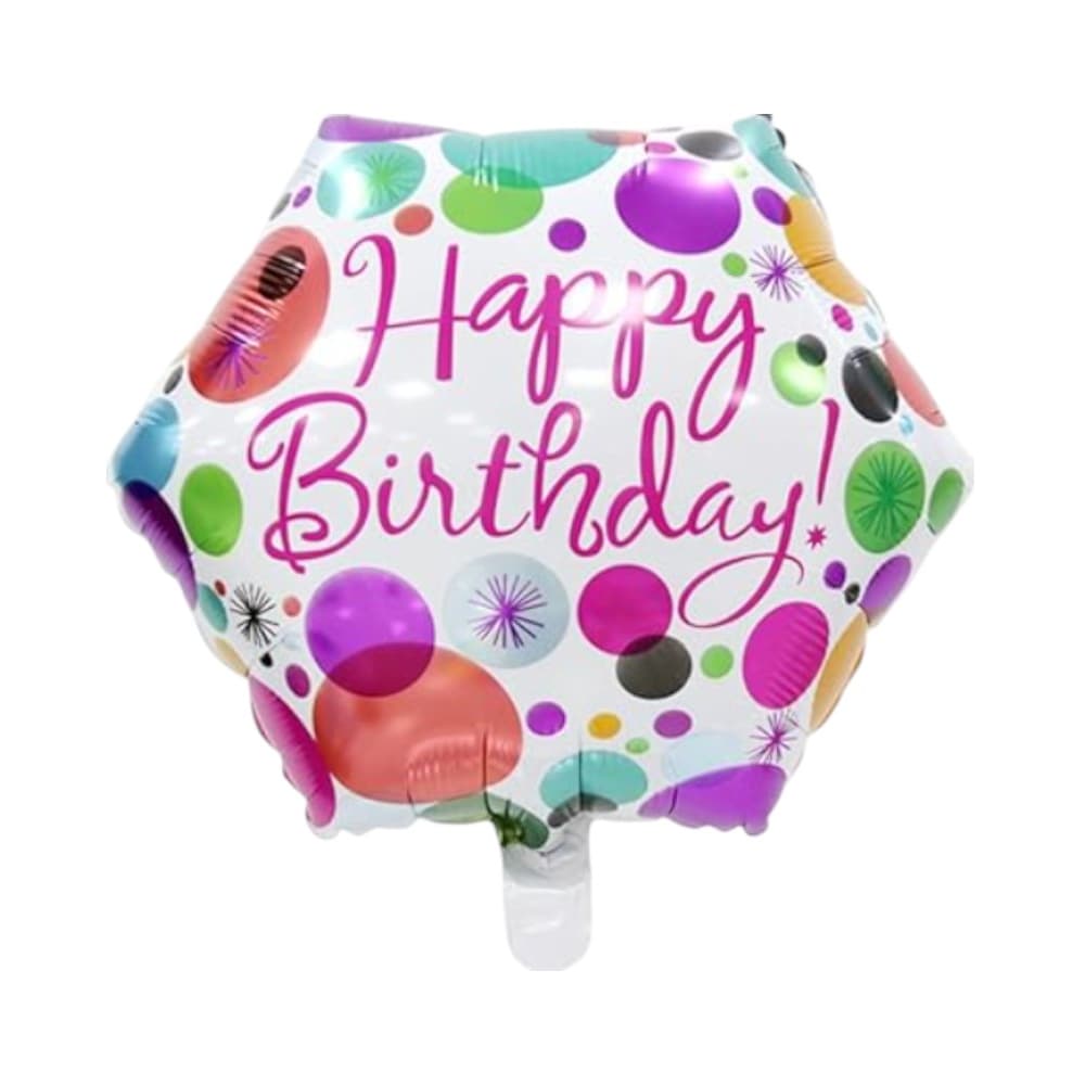 Globo hexagonal con cartel de Happy Birthday Ballon (18 pulgadas) - Imagen 1