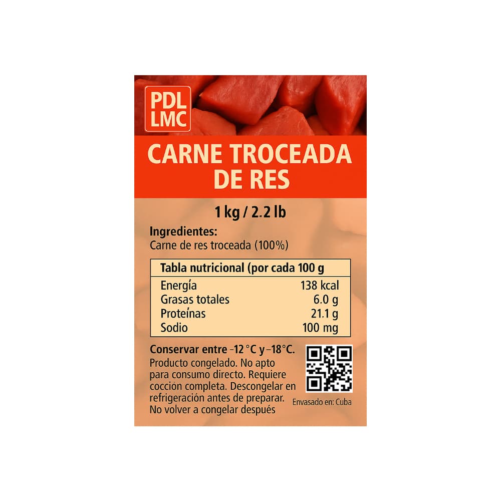 Carne troceada de res PDL LMC (3 x 1 kg / 2.2 lb) - Miniatura 2