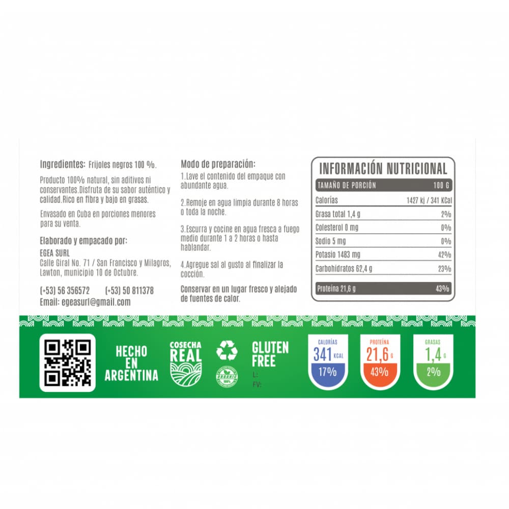 Frijoles negros Cosecha Real (3 x 500 g / 1.1 lb) - Miniatura 3