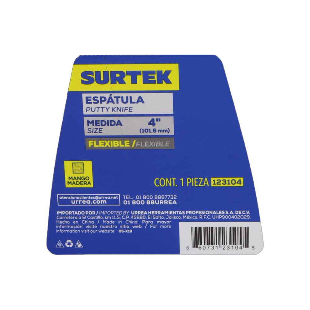 Espátula flexible con mango de madera 4" Surtek 123104 - Miniatura 3