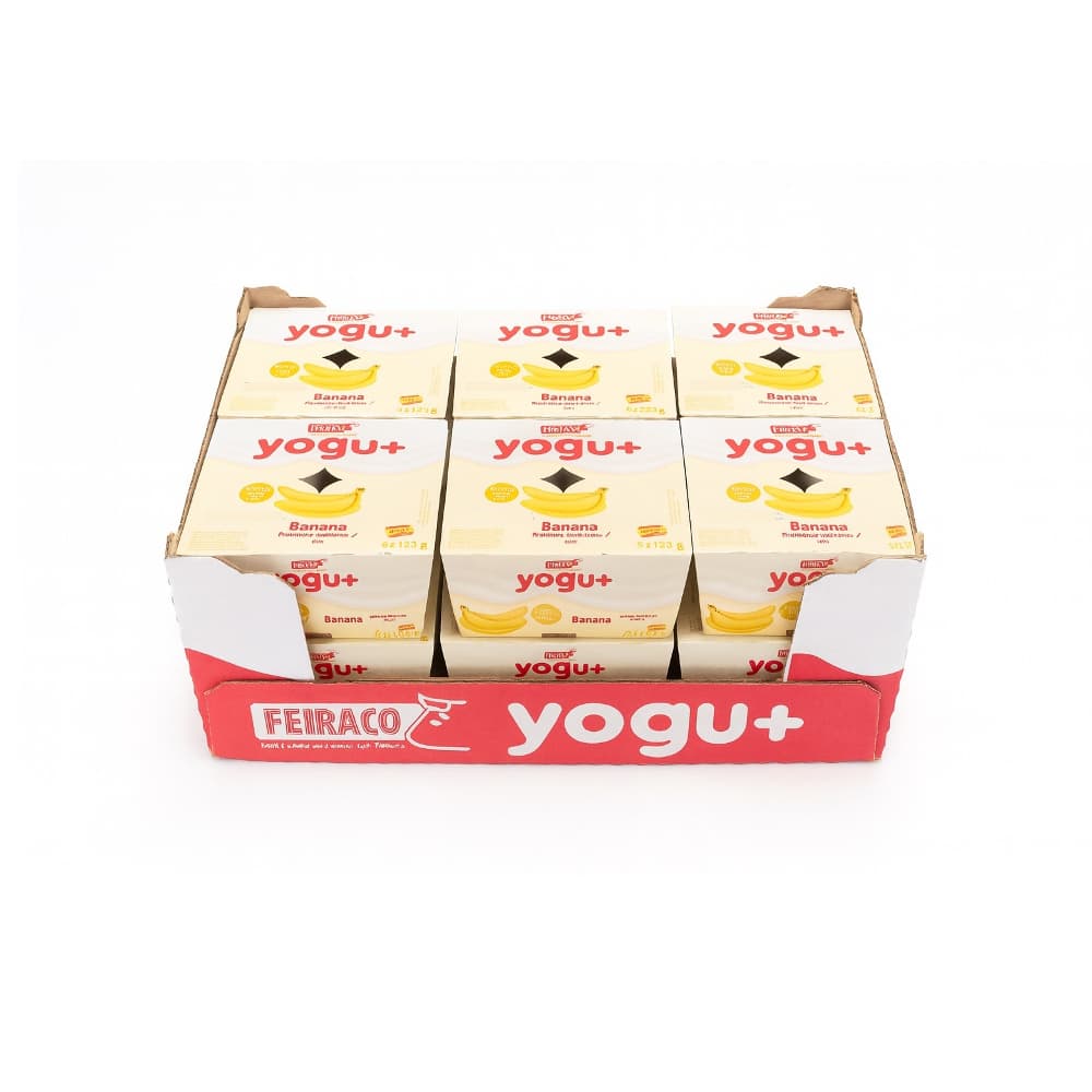 Yogurt de Plátano  yogu+ Feiraco (48 x 125 g / 4.4 oz) - Imagen 1