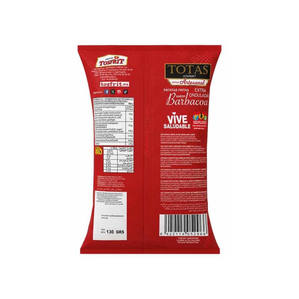 Patatas fritas extra onduladas sabor barbacoa Totas Gourmet (130 g / 4.58 oz) - Miniatura 2