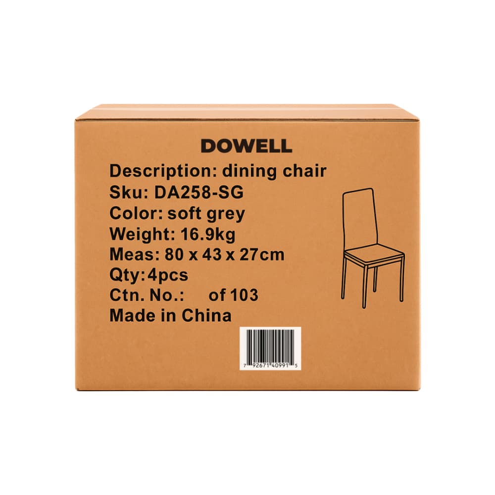 Conjunto de 4 sillas de comedor color gris claro Dowell - Miniatura 5