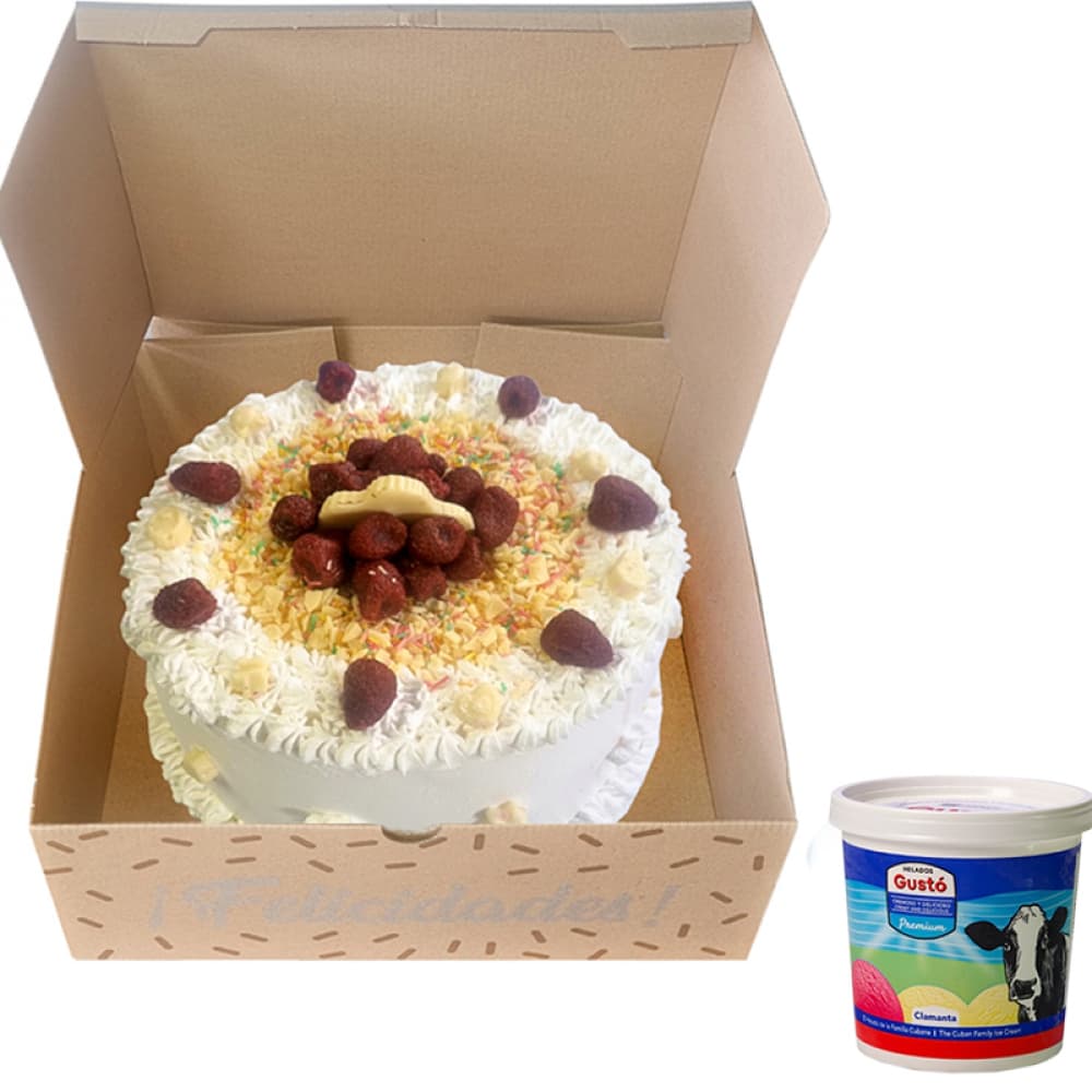 Cake vainilla y fresas de nata y helado de crema - Miniatura 2