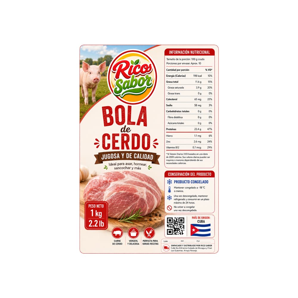 Bola de cerdo Rico Sabor (1 kg / 2.2 lb) - Miniatura 2