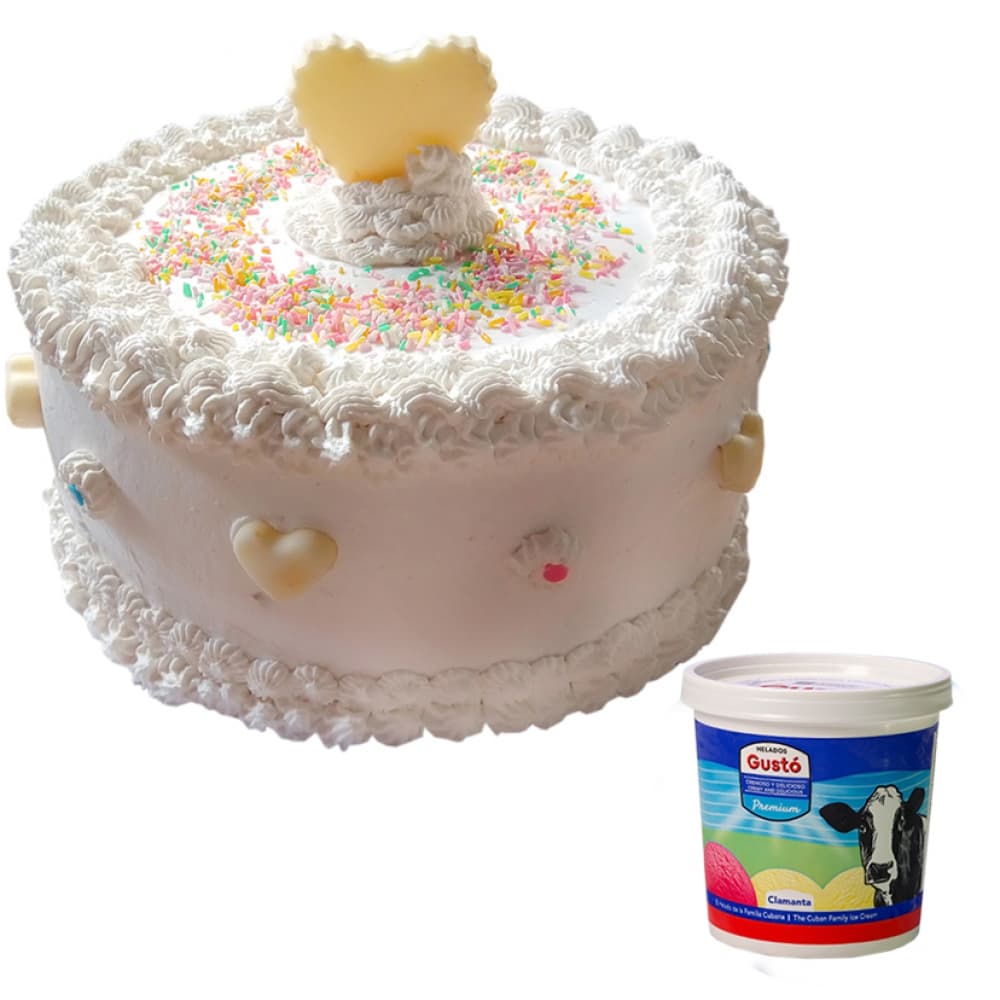 Cake de vainilla de nata (12 comensales) y helado Cakes MM - Imagen 1
