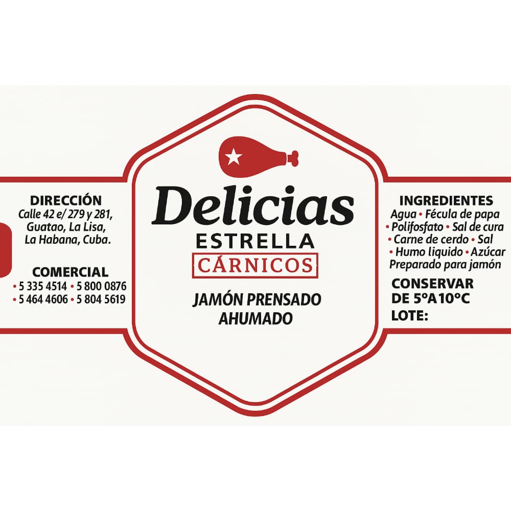 Jamón prensado ahumado Delicias Estrella (1 kg / 2.2 lb) - Miniatura 2