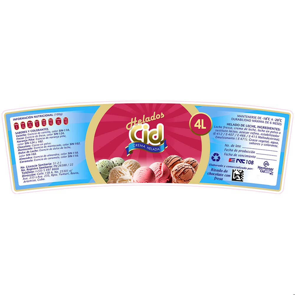 Helado sabor rizado de chocolate con fresa CID (4 L) - Miniatura 4