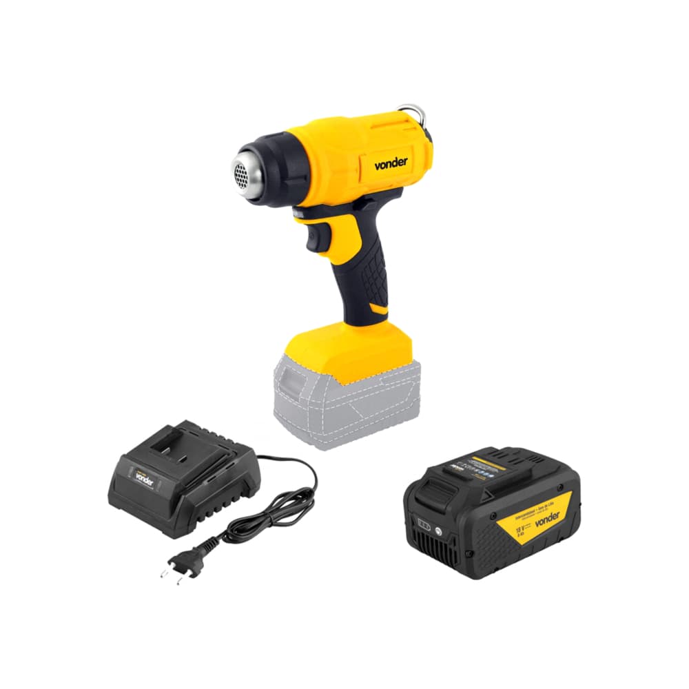 Soplador térmico ISTV1827 + Batería 18 V 8 Ah IBV 1880 + Cargador de baterías 18 V carga convencional ICBV 1805 Vonder - Imagen 1