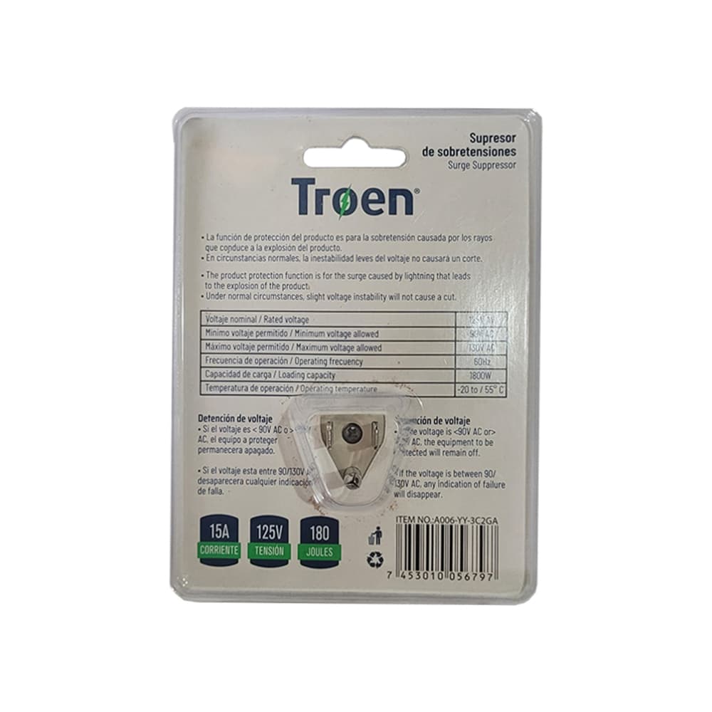 Supresor - protector de voltaje - de sobretensiones de 125 V Troen - Miniatura 7