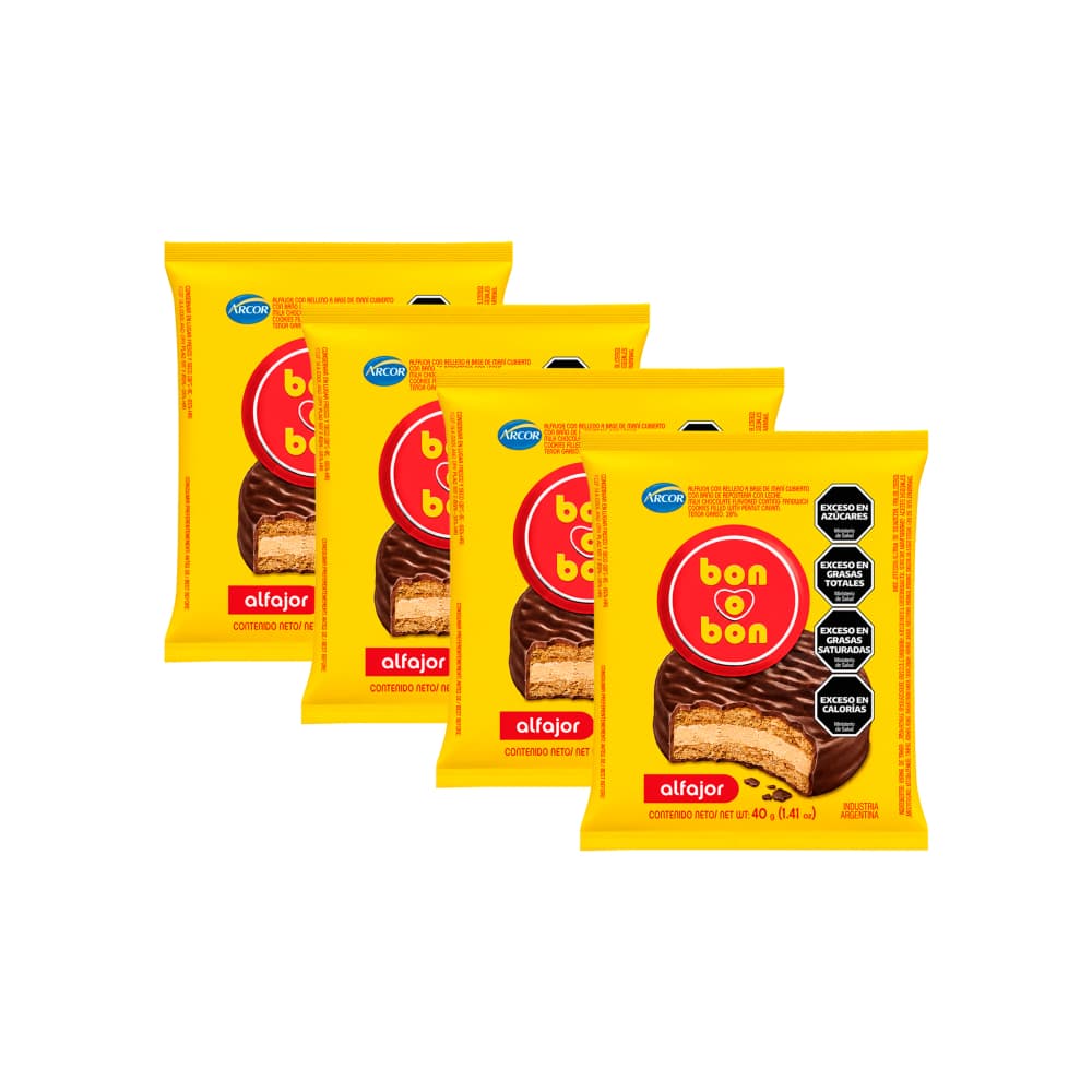 Alfajor relleno de maní Bon o Bon Arcor (4 x 40 g / 1.41 oz) - Miniatura 1