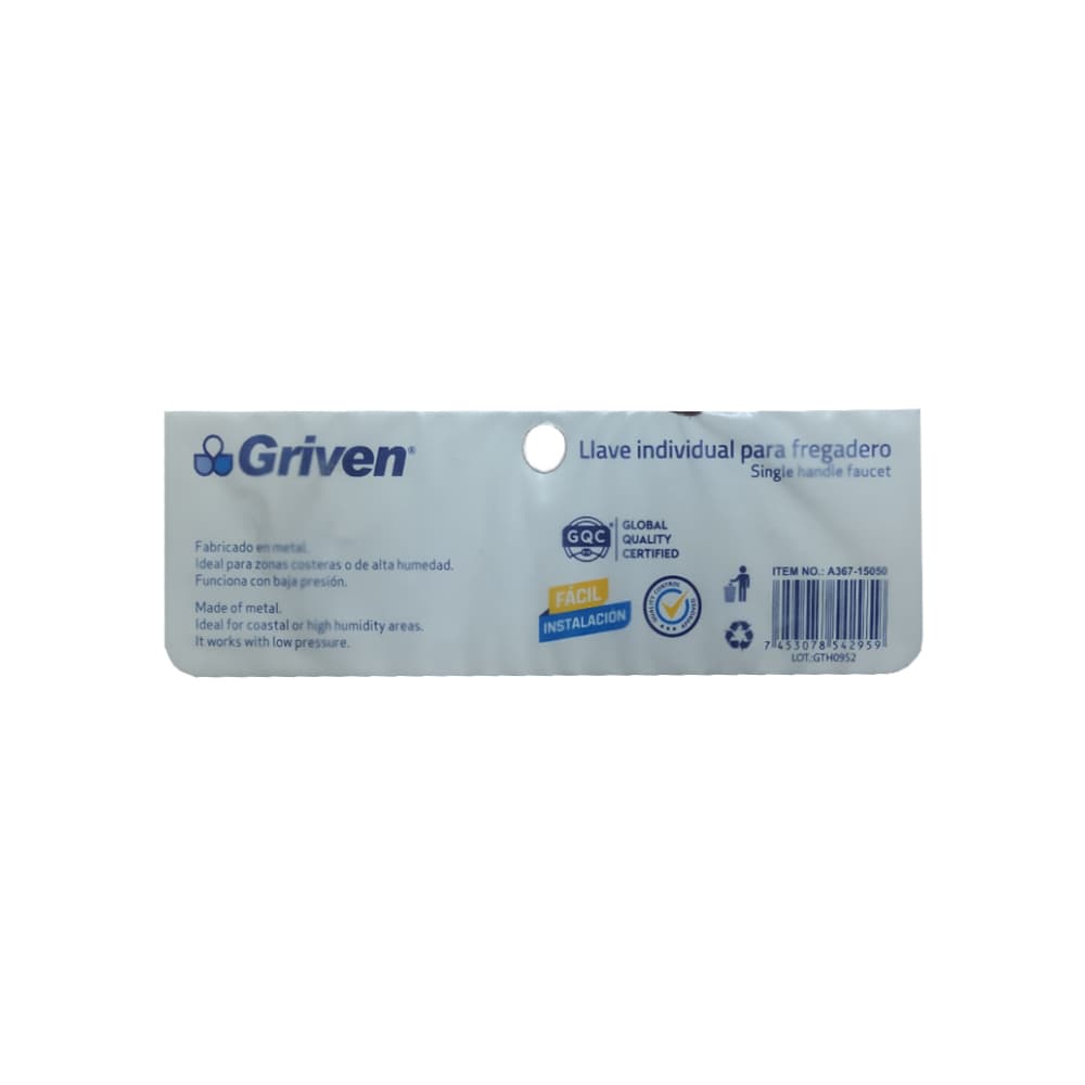Grifo individual para fregadero con toma al mueble Griven - Miniatura 6