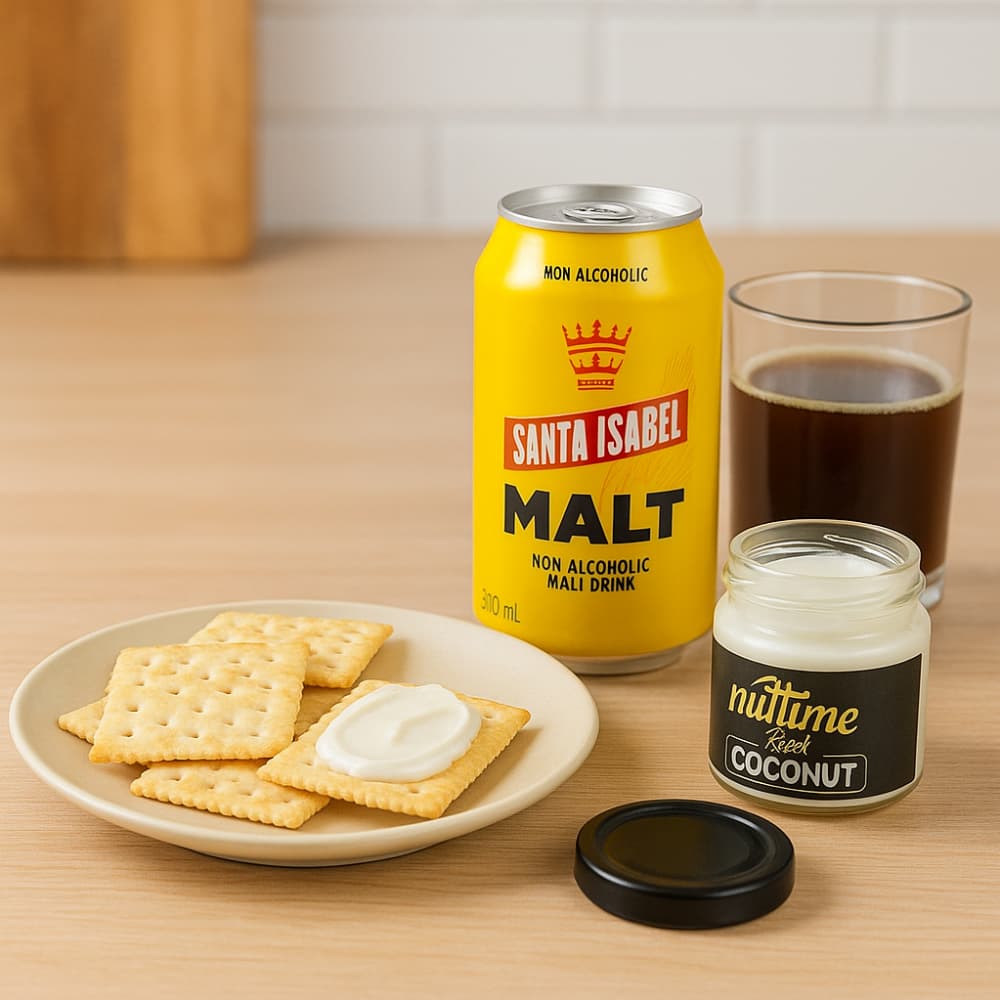 malta + galletas de soda + crema de coco para untar - Miniatura 2