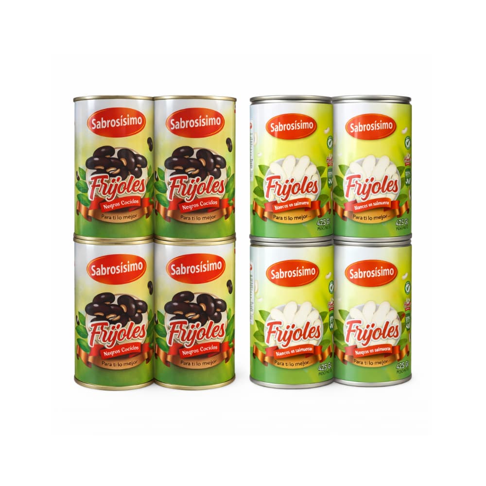 Combo Frijoles blancos horneados en lata ( 4 x 425 g/ 14.99 oz) + Frijoles negros cocidos Sabrosísimo (4 x 400 g / 14.11 oz) - Miniatura 1