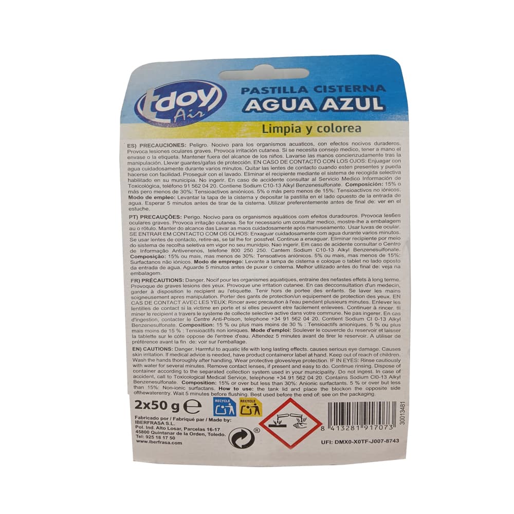 Pastilla cisterna Agua Azul Tdoy Air (2 x 50 g / 1.76 oz) - Miniatura 2