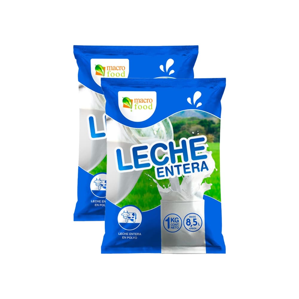 Leche entera en polvo Macro Food (2 x 1 kg / 2.2 lb) - Miniatura 1