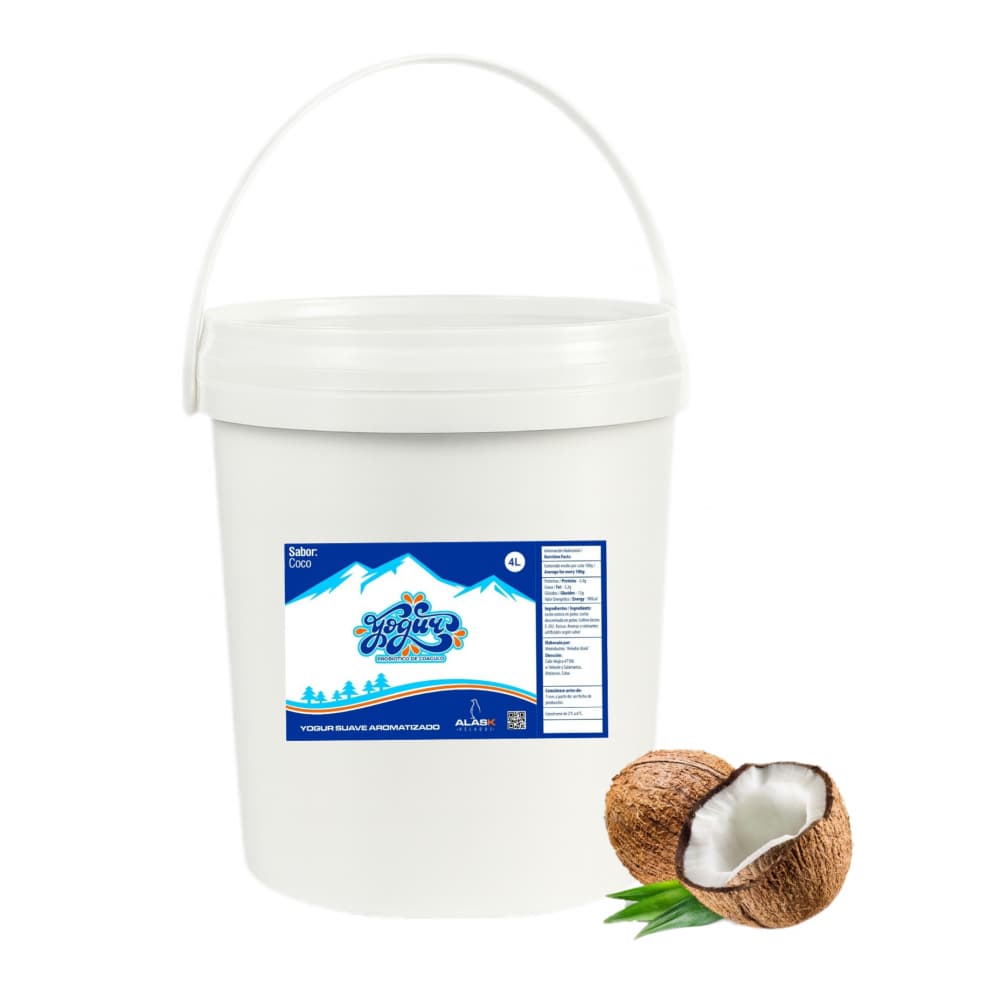 Yogurt probiótico de coágulo sabor coco Alask (4 L) - Imagen 1