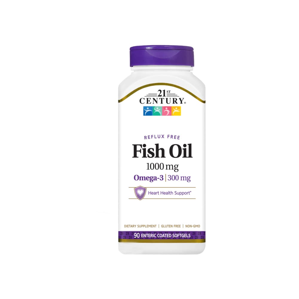 Omega 3. Aceite de pescado libre de reflujo 1000 mg 21st Century (90 cápsulas) - Miniatura 3
