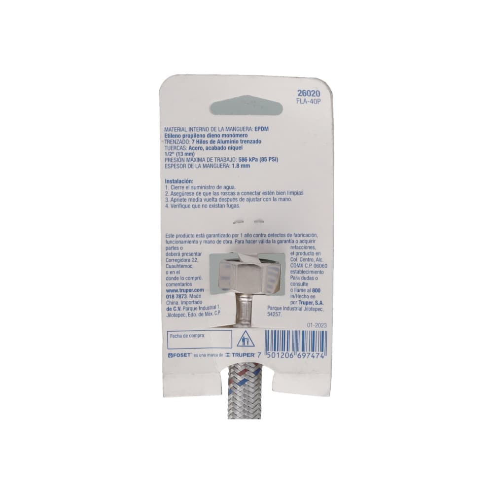 Latiguillo de 1/2 x 1/2 pulgada - manguera flexible de aluminio Foset - Miniatura 2